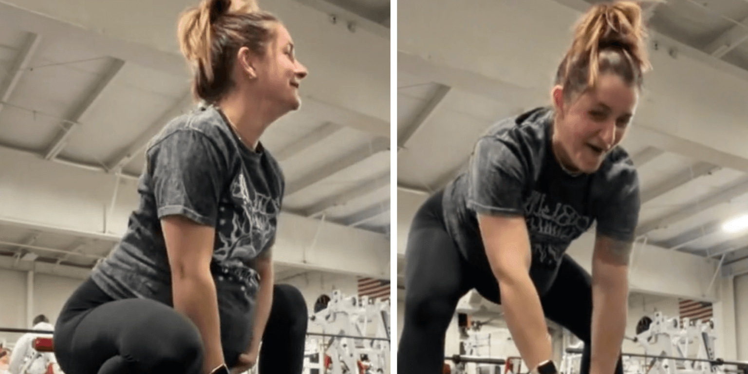 Woman shares incredible footage of her baby bump dropping during gym sesh