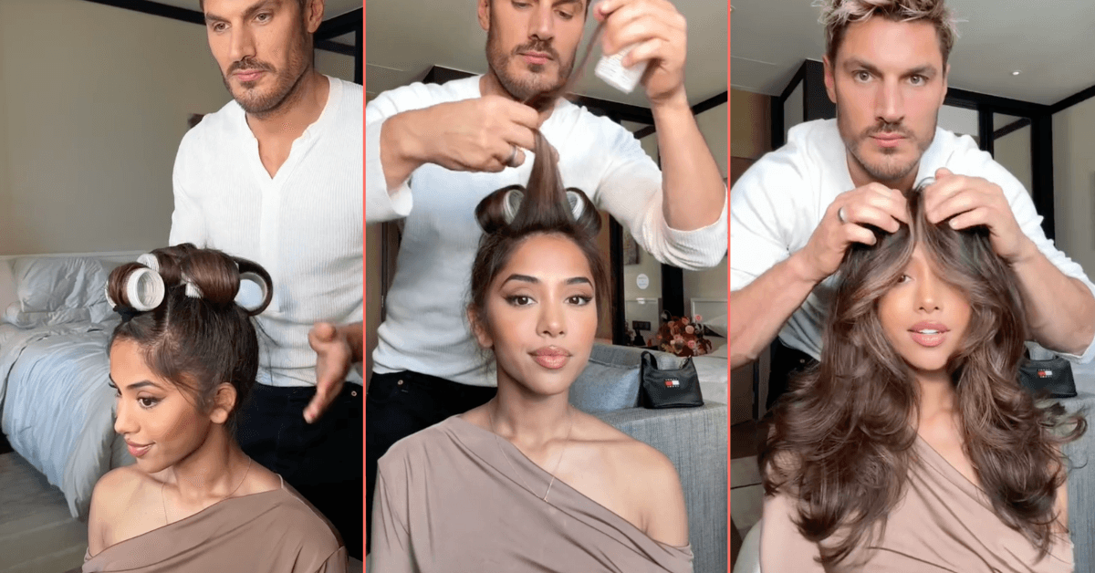 Kim K’s hair stylist tried the bouncy blow-dry TikTok trend and gave it a big thumbs up