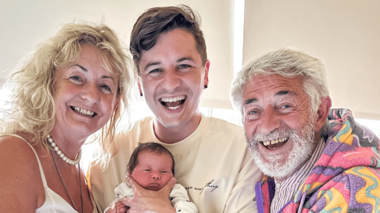 Tadhg Fleming introduces his baby girl to his father Derry