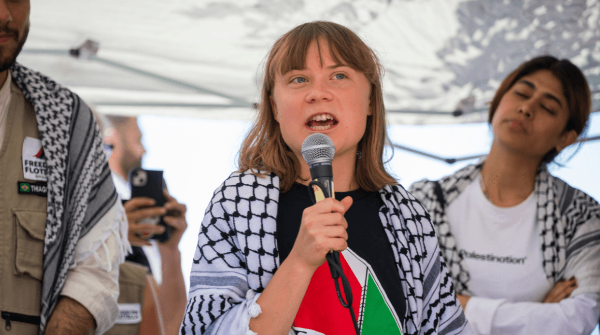 Greta Thunberg’s flotilla set on fire in drone strike, crew says