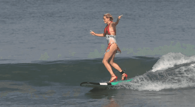 Doing it in Style: Women Head Out Surfing in High Heels Doing it in Style: Women Head Out Surfing in High Heels