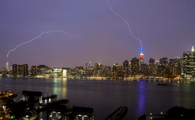 PICTURE: Seeing Double – Photographer Captures Lightning Bolts Strike Empire State Building and Freedom Tower at the Same Time PICTURE: Seeing Double – Photographer Captures Lightning Bolts Strike Empire State Building and Freedom Tower at the Same Time
