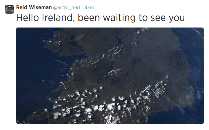 PICTURE: Hadfield’s Space Boots Have Finally Been Filled… Ireland Still Looks Like Ireland From Space PICTURE: Hadfield’s Space Boots Have Finally Been Filled… Ireland Still Looks Like Ireland From Space