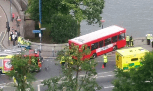 PIC: Worst. Nightmare. EVER. Bus Left Dangling Over River Thames After Crash PIC: Worst. Nightmare. EVER. Bus Left Dangling Over River Thames After Crash