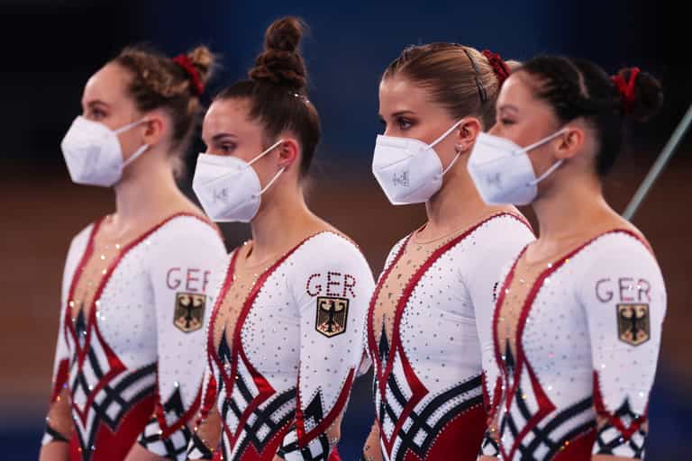 German gymnasts wear full-body unitards in stand against sexualisation German gymnasts wear full-body unitards in stand against sexualisation