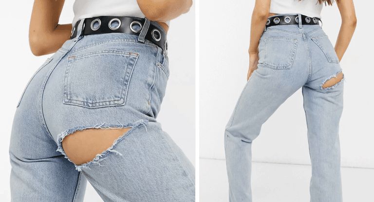 People are losing it over these “bum rip” jeans from Topshop People are losing it over these “bum rip” jeans from Topshop