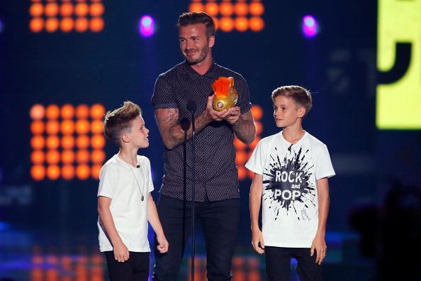 PICTURE: David Beckham And Sons Get Covered In Slime At Nickelodeon Awards