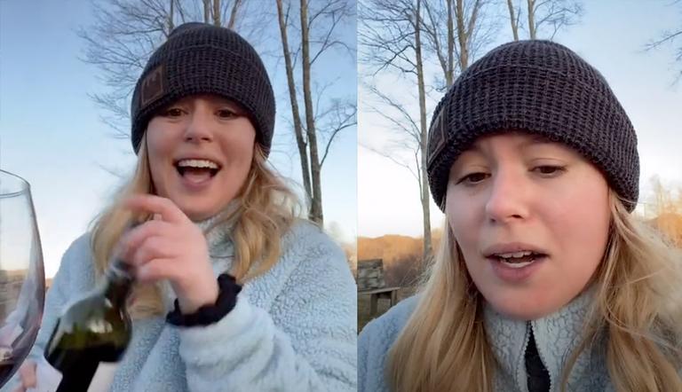 Woman goes viral on TikTok after posting picture of wine glass without noticing reflection Woman goes viral on TikTok after posting picture of wine glass without noticing reflection