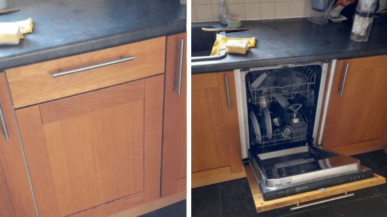 Man discovers ‘fake cupboard’ in kitchen is actually a dishwasher Man discovers ‘fake cupboard’ in kitchen is actually a dishwasher