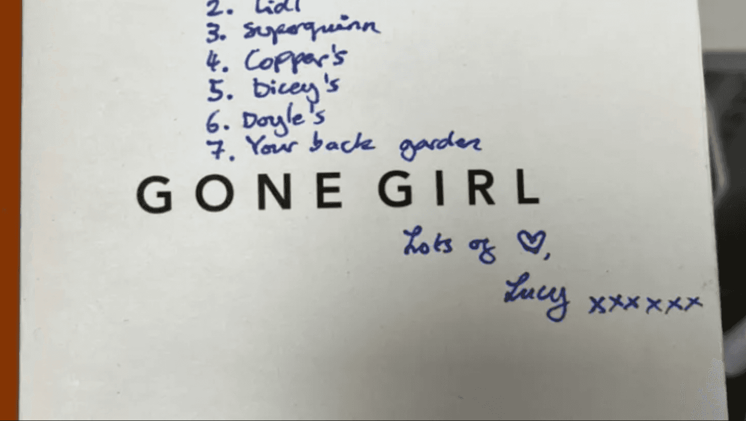 This uber Irish note in a second-hand copy of Gone Girl will give you a laugh This uber Irish note in a second-hand copy of Gone Girl will give you a laugh