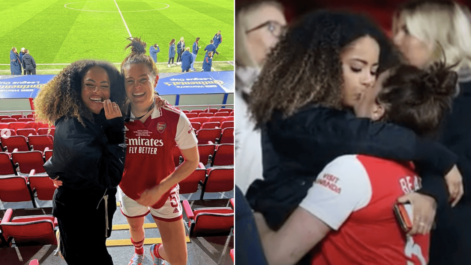 Love Island’s Amber Gill all over footballer girlfriend Jen Beattie after league cup win