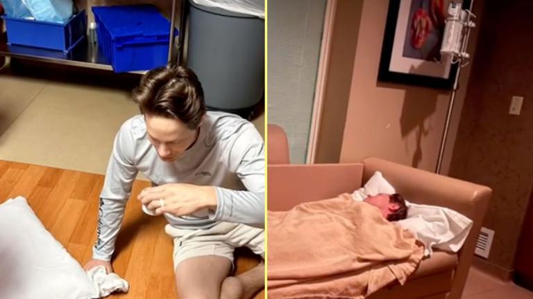 Mum captures the hilarious moment her husband fainted during their baby’s birth Mum captures the hilarious moment her husband fainted during their baby’s birth