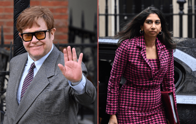 Elton John slams Suella Braverman’s comments about LGBTQ+ refugees Elton John slams Suella Braverman’s comments about LGBTQ+ refugees