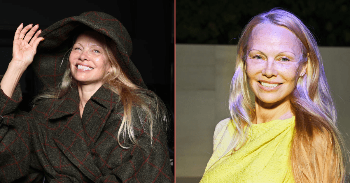Pamela Anderson is being praised for her makeup free looks at Paris Fashion Week
