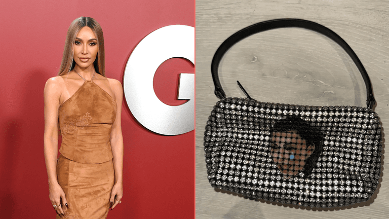 Kim Kardashian jokes about stealing bag with her crying face on it Kim Kardashian jokes about stealing bag with her crying face on it